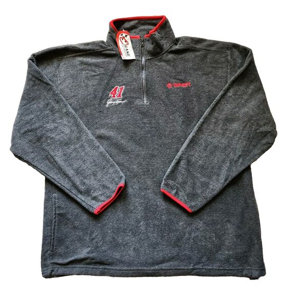 Nascar Jimmy Spencer #41 1/4 Zip Pullover Mens L Gray Fleece Chase Authentics - Picture 2 of 12